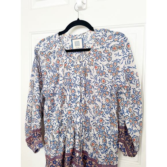 Bell by Alicia Bell Dress Womens Medium Floral Print Button Front Tiered Boho - Picture 6 of 7